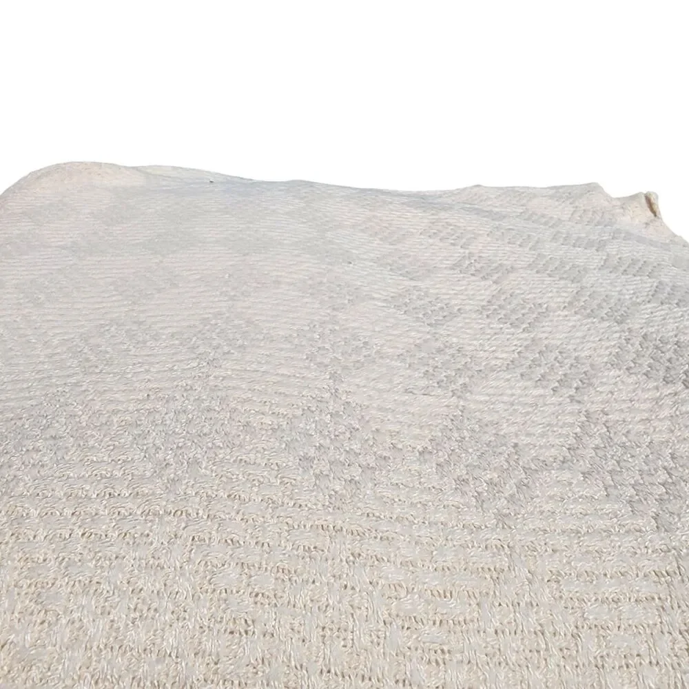 Faribo King Size Woven Blanket Ivory Cream Textured USA Made Vintage
